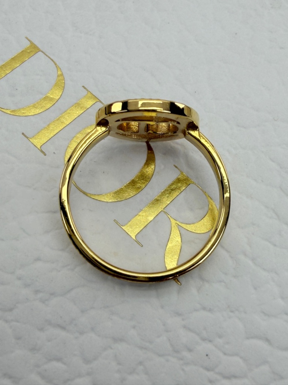 Dior Metal Crystal Round CD Ring 6.5 Gold - Picture 8 of 11